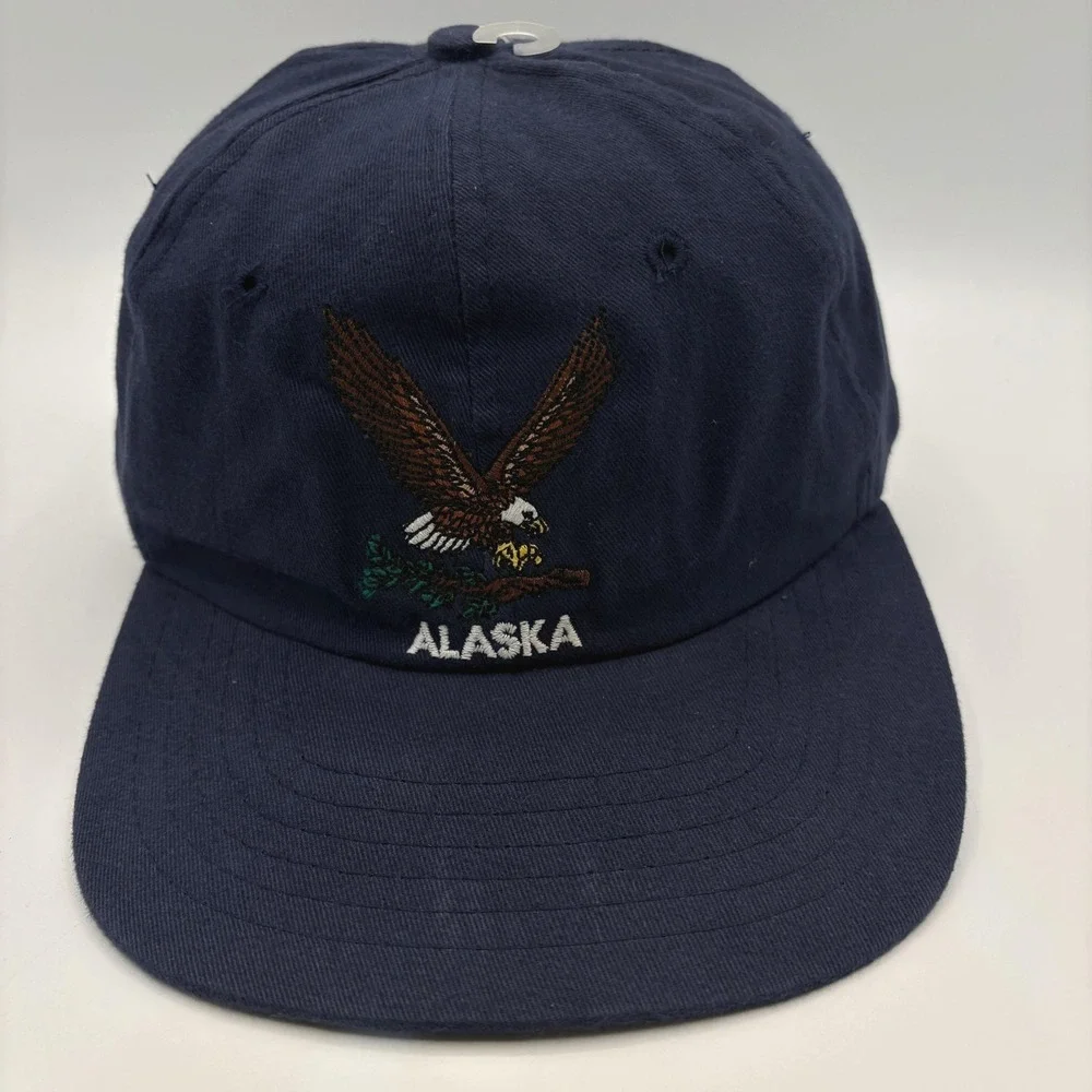 Vintage Alaska Eagle Hat Arctic Circle Enterprises Strap Back One Size Blue